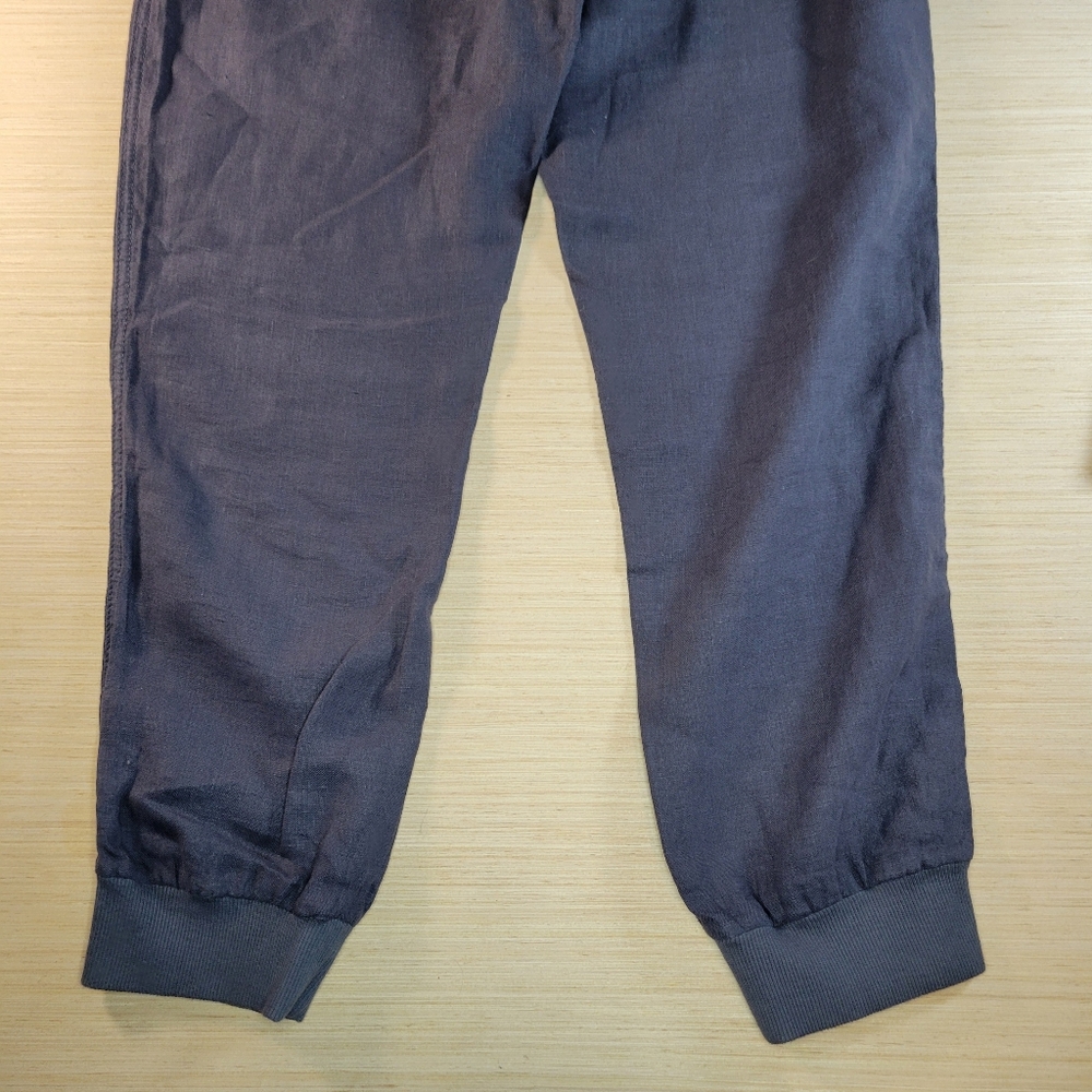 ​Caslon Linen Jogger Pants Knit Cuff Petite XS Charcoal Gray Lagenlook Artisanal - Picture 6 of 12